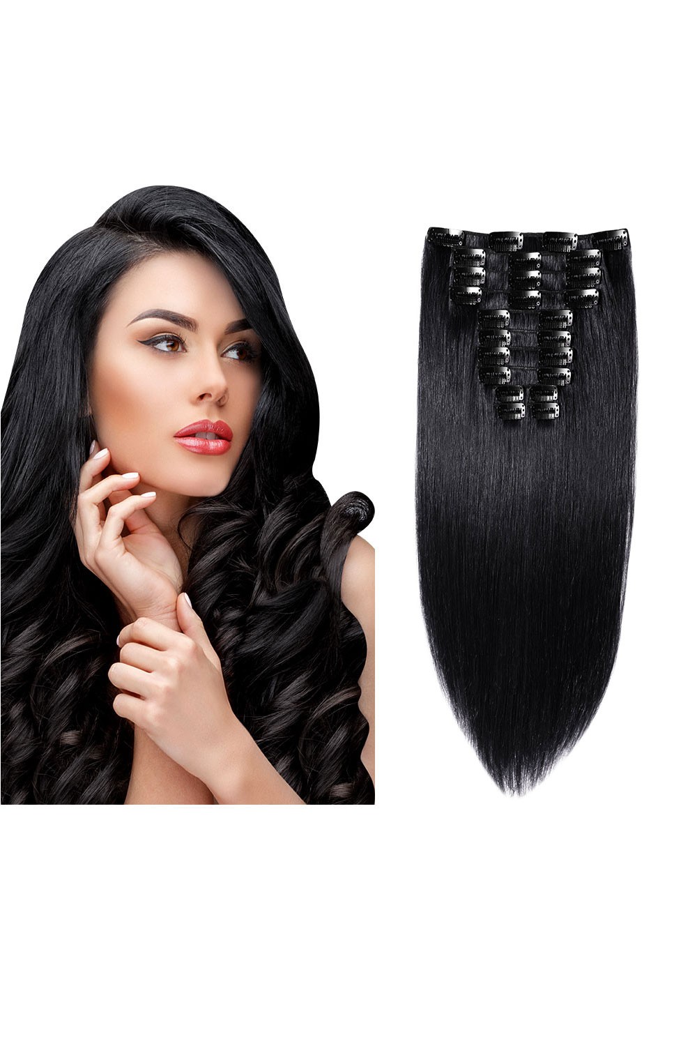 Extensii Clip On Gold Negru 1 1 - Negru Intens 75 cm