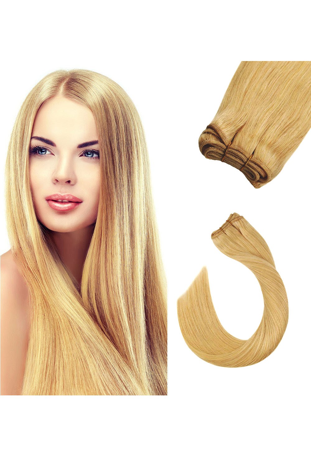 Extensii Cusute De Lux Blond Sampanie 27D 70 cm 27D - Blond Sampanie