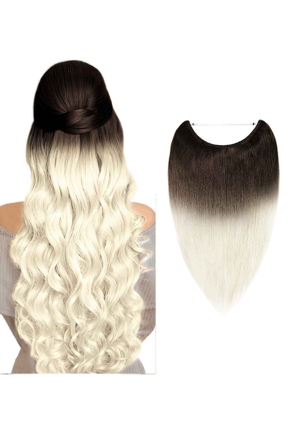 Extensii Flip In De Lux Ombre 2/60 40 cm 2/60 - Saten Inchis / Blond Platinat