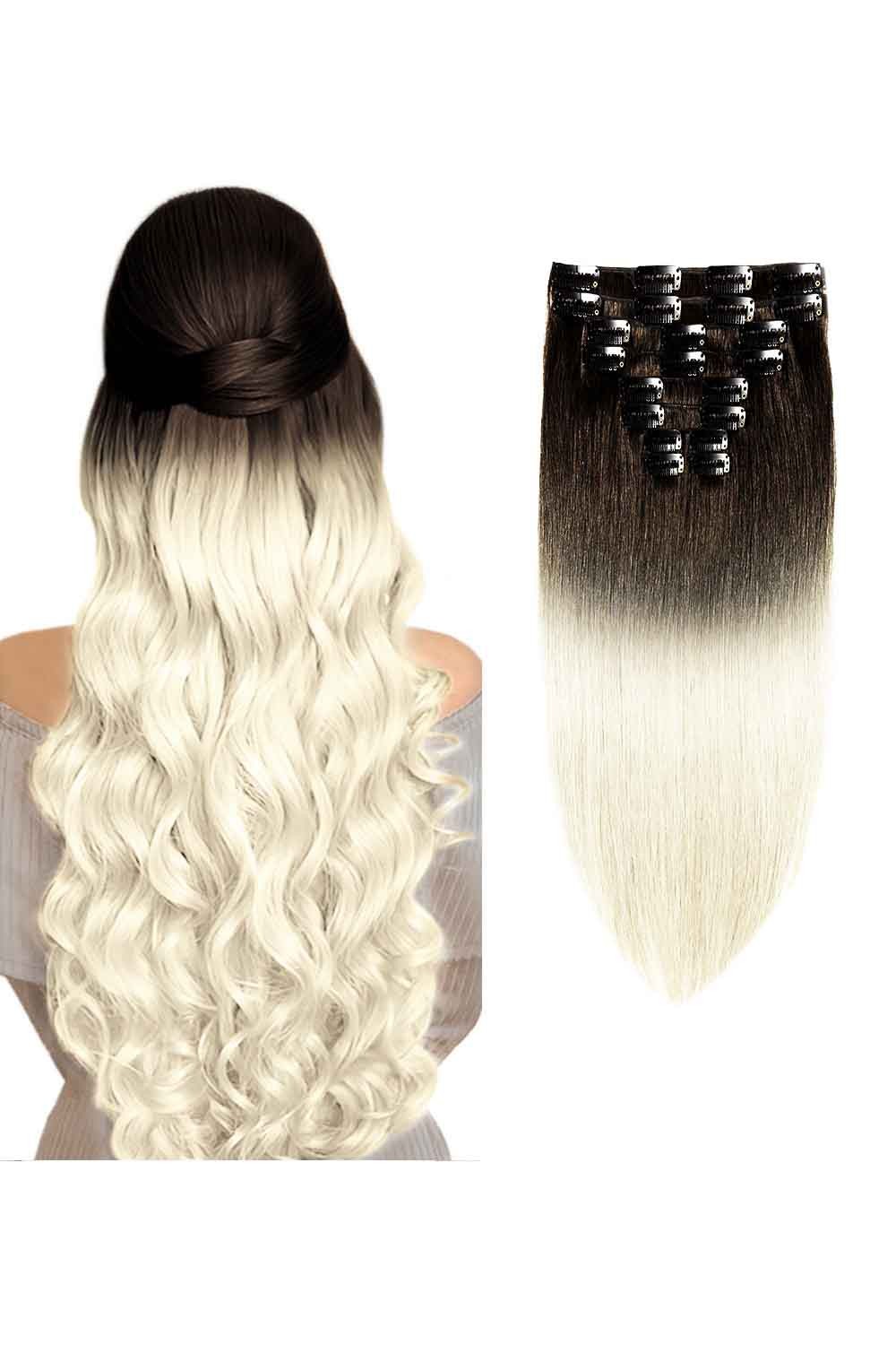 Extensii Clip On VIP Ombre 2-60 65 cm 2/60 - Saten Inchis / Blond Platinat