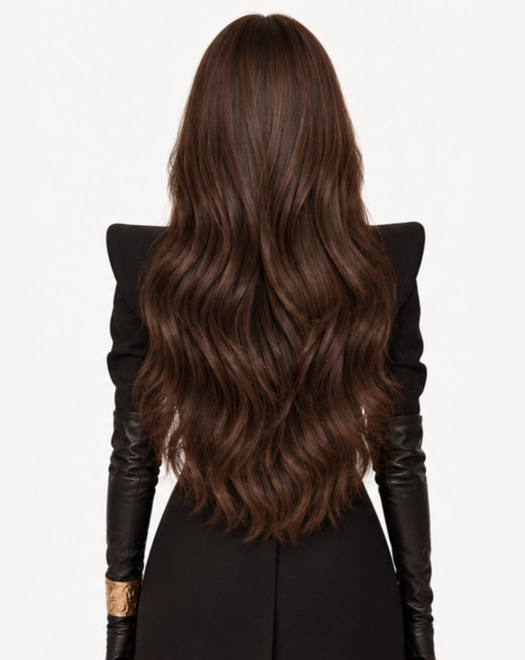 Perucă profesională Front Lace păr natural Șaten Ciocolată 75 cm BuenoBia