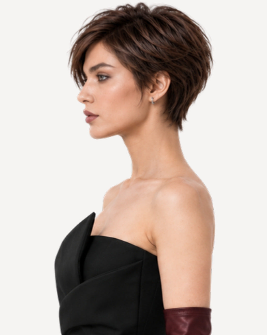 Perucă profesională Front Lace păr natural Șaten Închis 15 cm BuenoBia