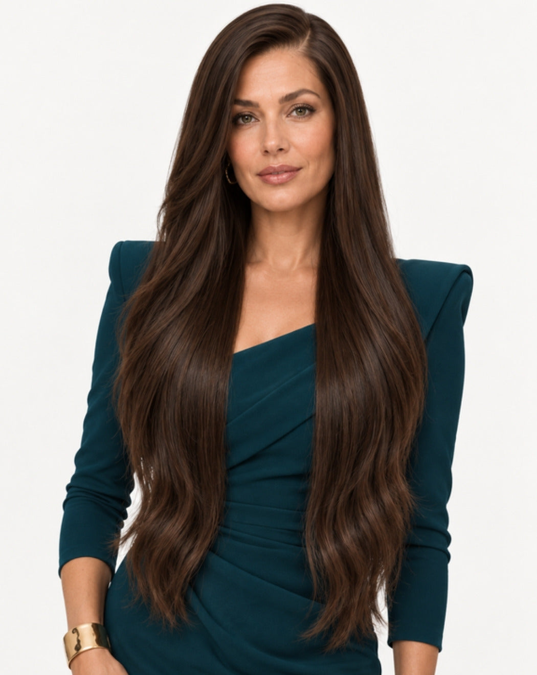 Șaten Închis 80 cm - Perucă Front Lace BuenoBia