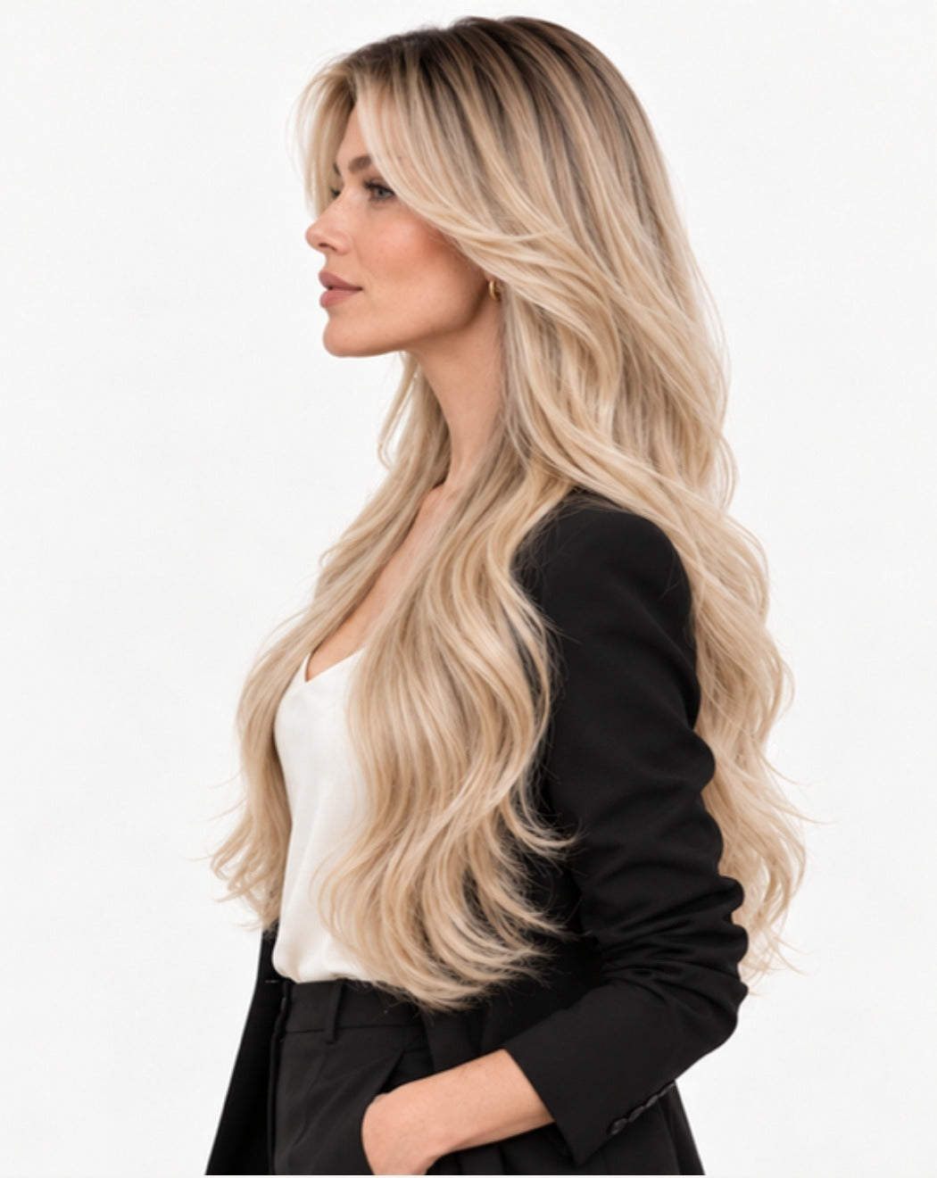 Blond Ombré cu Rădăcină 75 cm - Perucă Front Lace BuenoBia