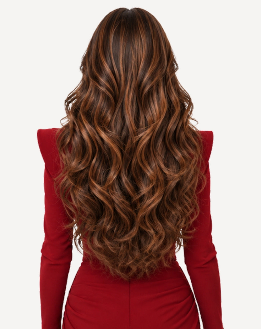 Șaten cu Șuvițe Arămii 75 cm - Perucă Front Lace BuenoBia
