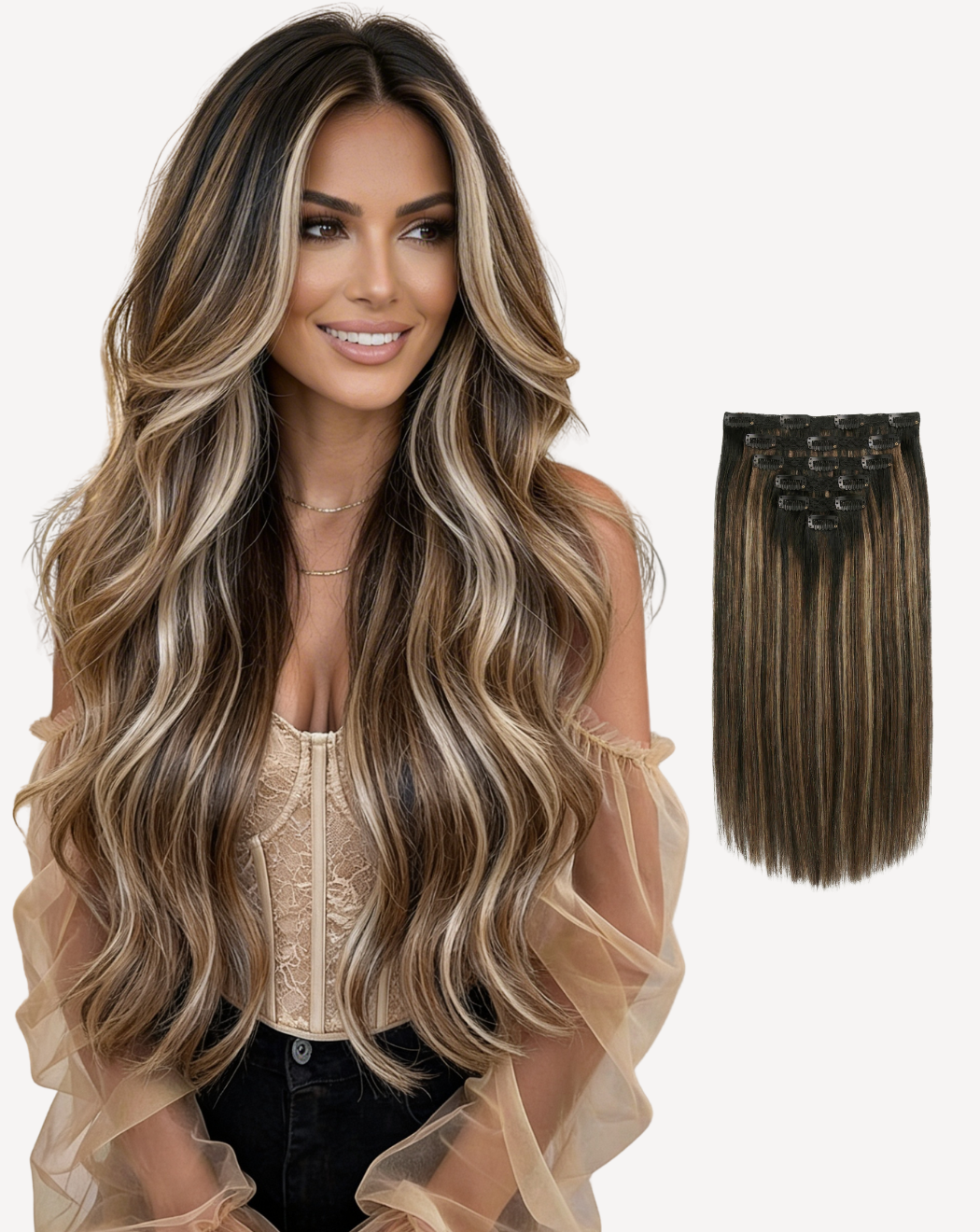 Extensii Clip On MegaVolum - Balayage 1-8-1001 | BuenoBia