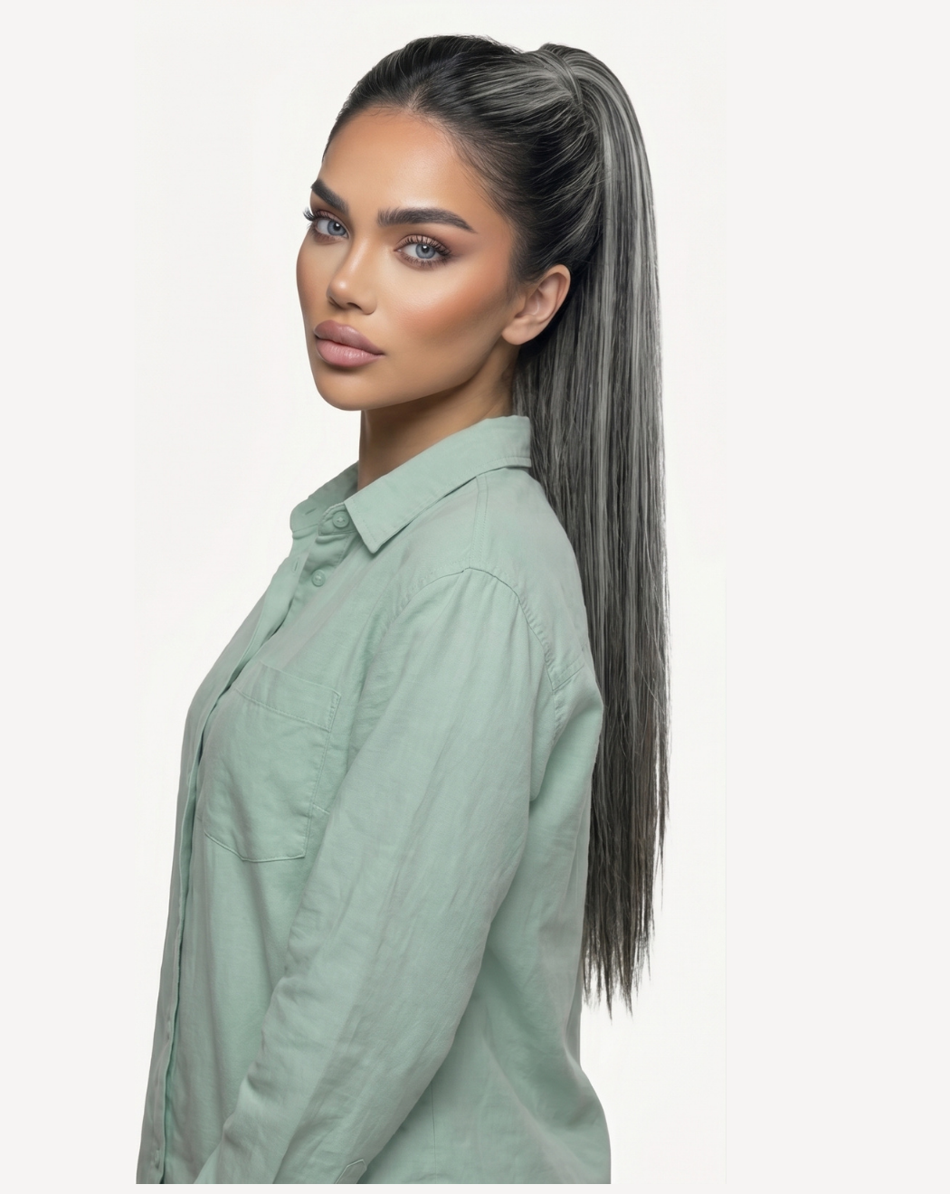 Extensii Coadă Volum Mediu - Balayage 1-gray | BuenoBia