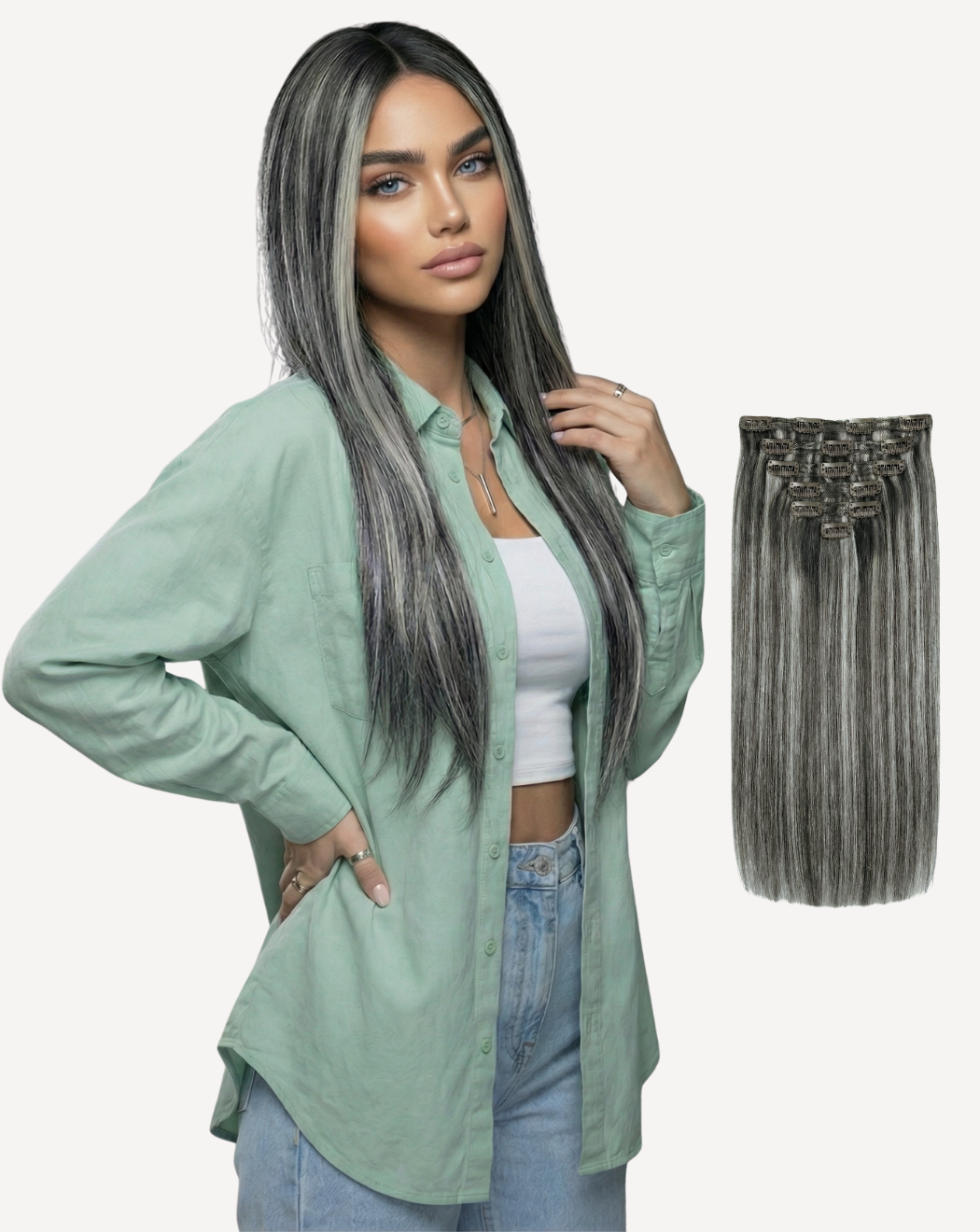 Extensii Clip On Volum Simplu - Balayage 1-gray | BuenoBia