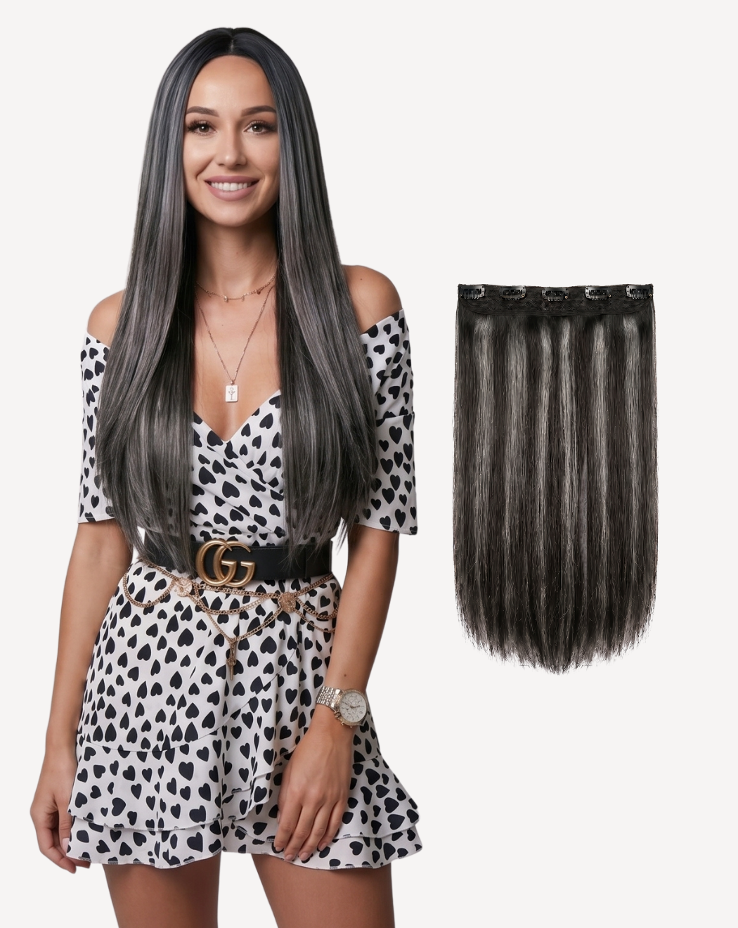 Extensii Tresă MegaVolum - BALAYAGE 1-GRAY | BuenoBia