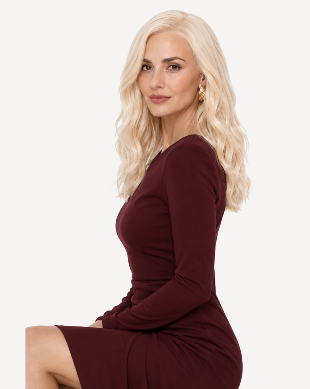Perucă profesională Front Lace - Păr Natural, Blond Platinat 60A, 45 cm | BuenoBia