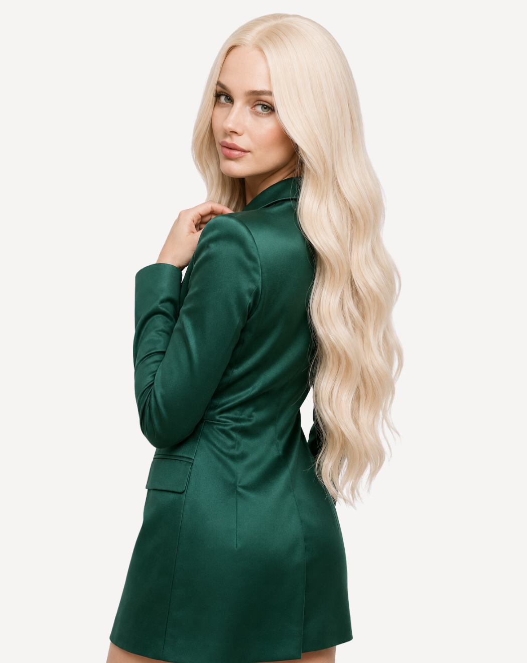 Perucă profesională Front Lace - Păr Natural, Blond Auriu Deschis, 70 cm | BuenoBia