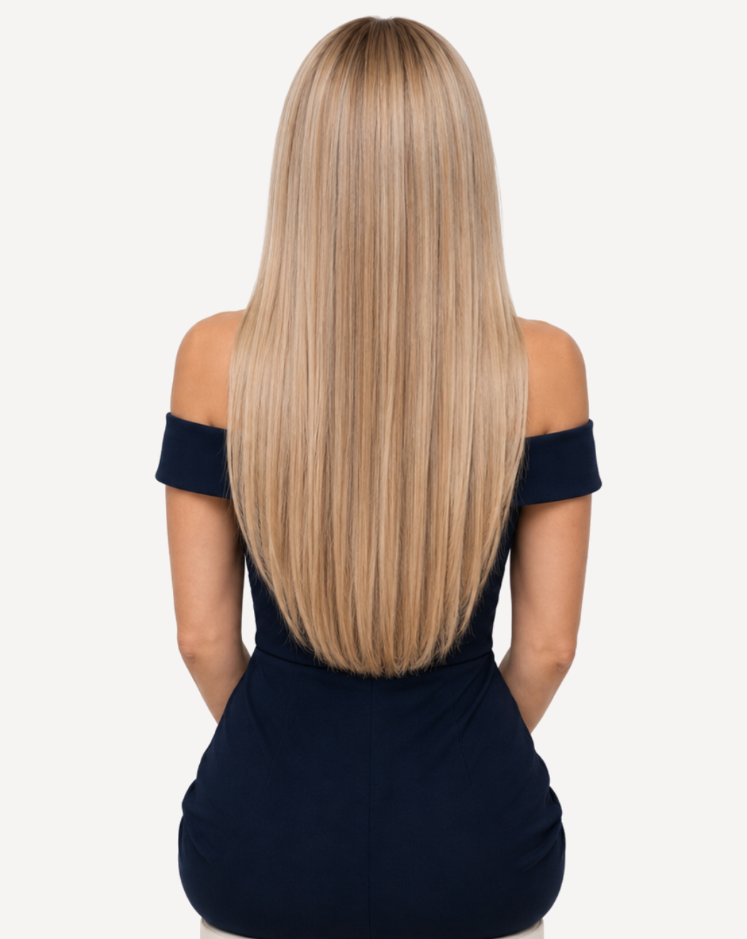 Perucă profesională Front Lace - Păr Natural, Blond Bej Cenușiu 8-PLA, 60 cm | BuenoBia