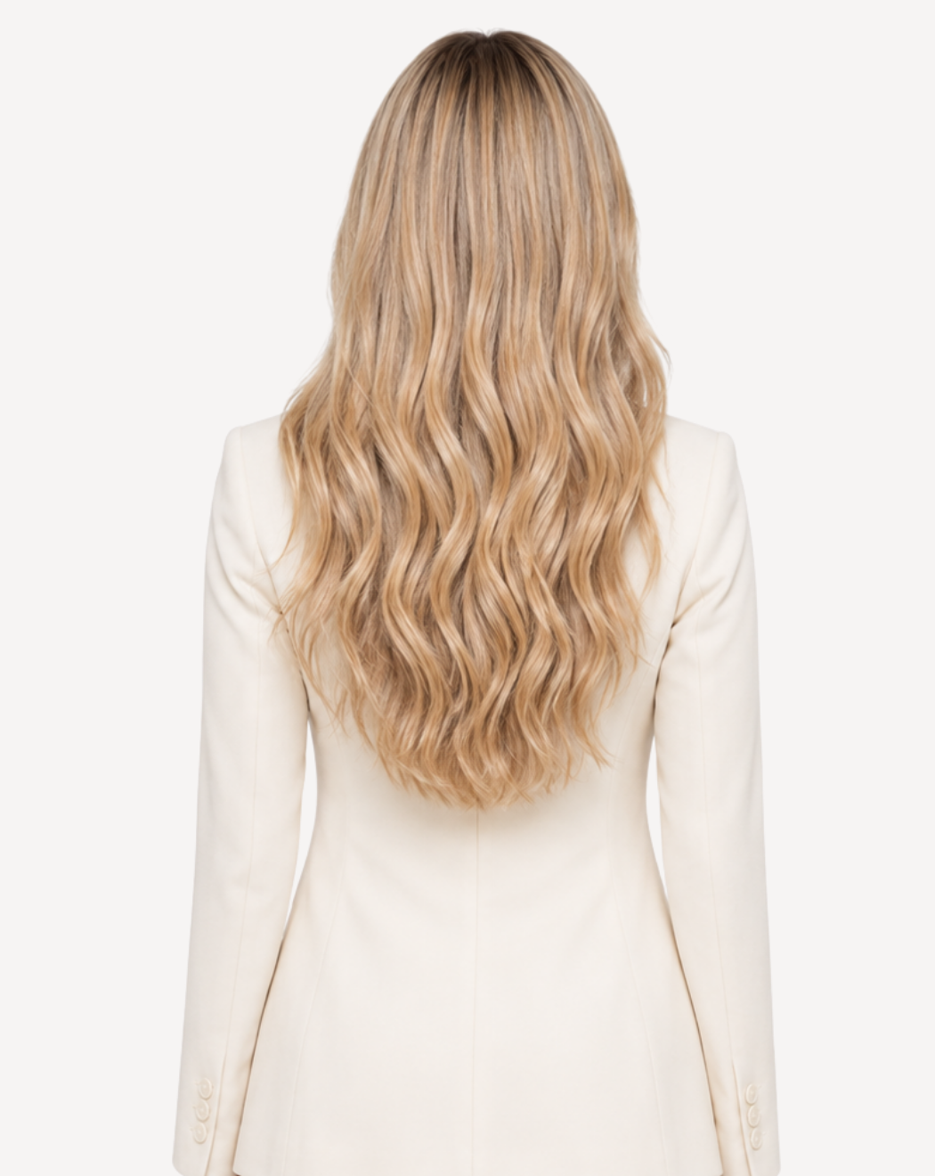 Perucă profesională Front Lace - Păr Natural, Balayage Șaten cu Blond Bej, 55 cm | BuenoBia