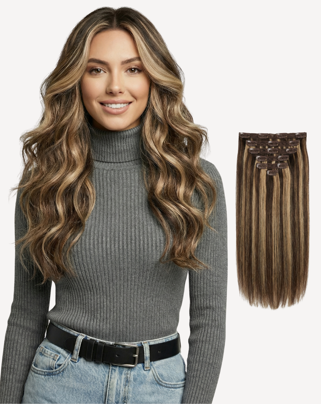 Extensii Clip-On Volum Mediu - Balayage 2-22 | BuenoBia