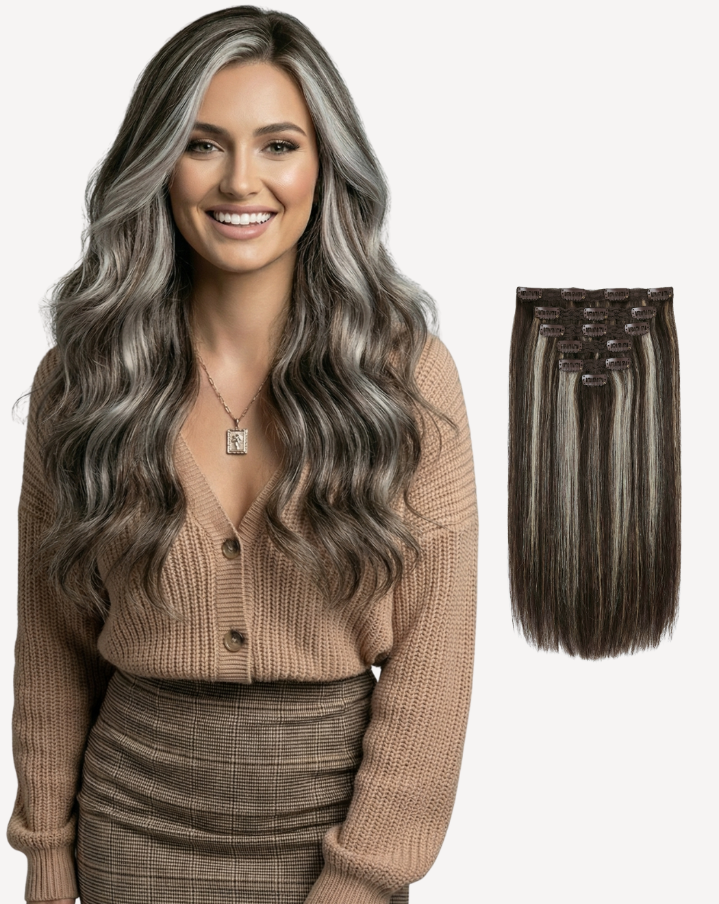 Extensii Clip-On Volum Mediu - Balayage 2-gray | BuenoBia