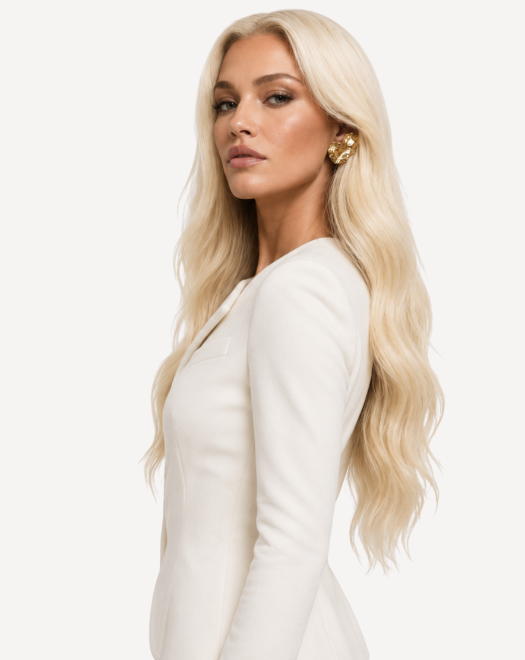 Perucă profesională Front Lace – Păr Natural, Blond Auriu Deschis 1001 , 60 cm | BuenoBia