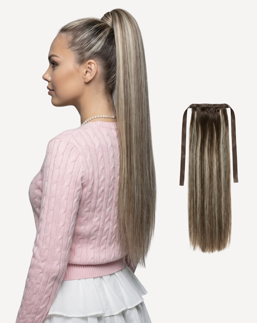 Extensii Coadă Volum Mediu - Balayage 3- white gray | BuenoBia