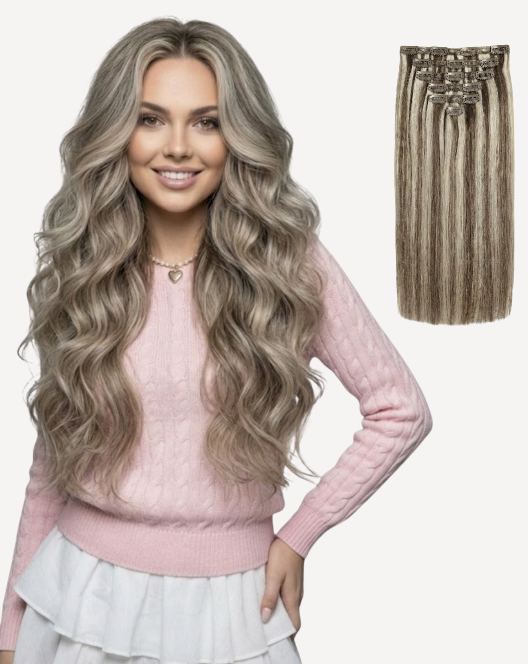 Extensii Clip On MegaVolum - Balayage 3-white gray | BuenoBia