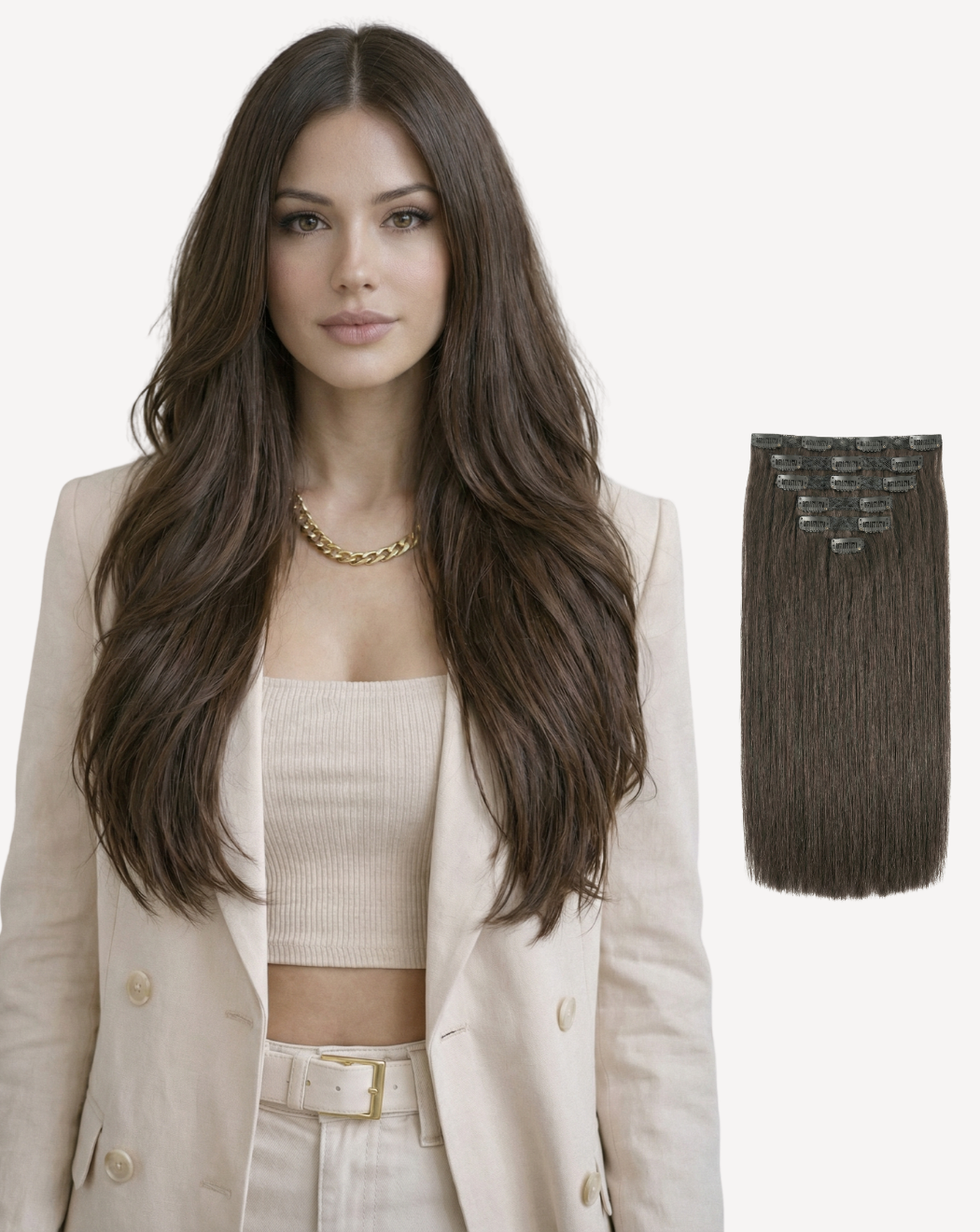 Extensii Clip-On Volum Mediu - Șaten Închis Rece 3 | BuenoBia