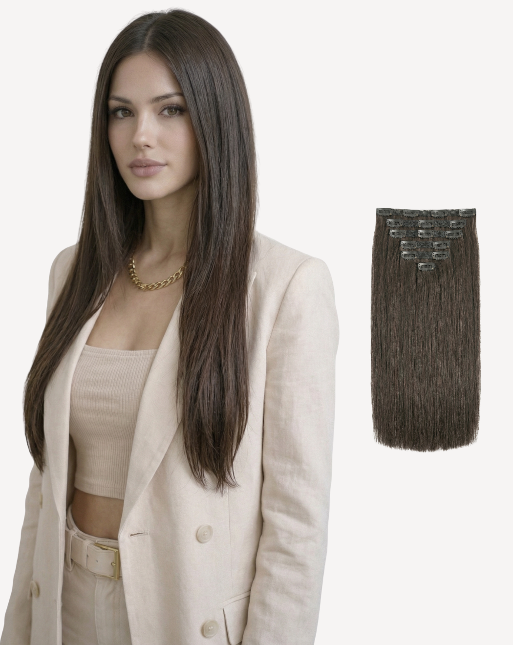 Extensii Clip On Volum Simplu - Șaten Închis Rece 3 | BuenoBia