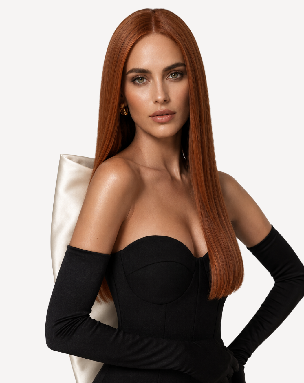 Perucă profesională Front Lace - Păr Natural, Roșcat Arămiu 30, 55 cm | BuenoBia