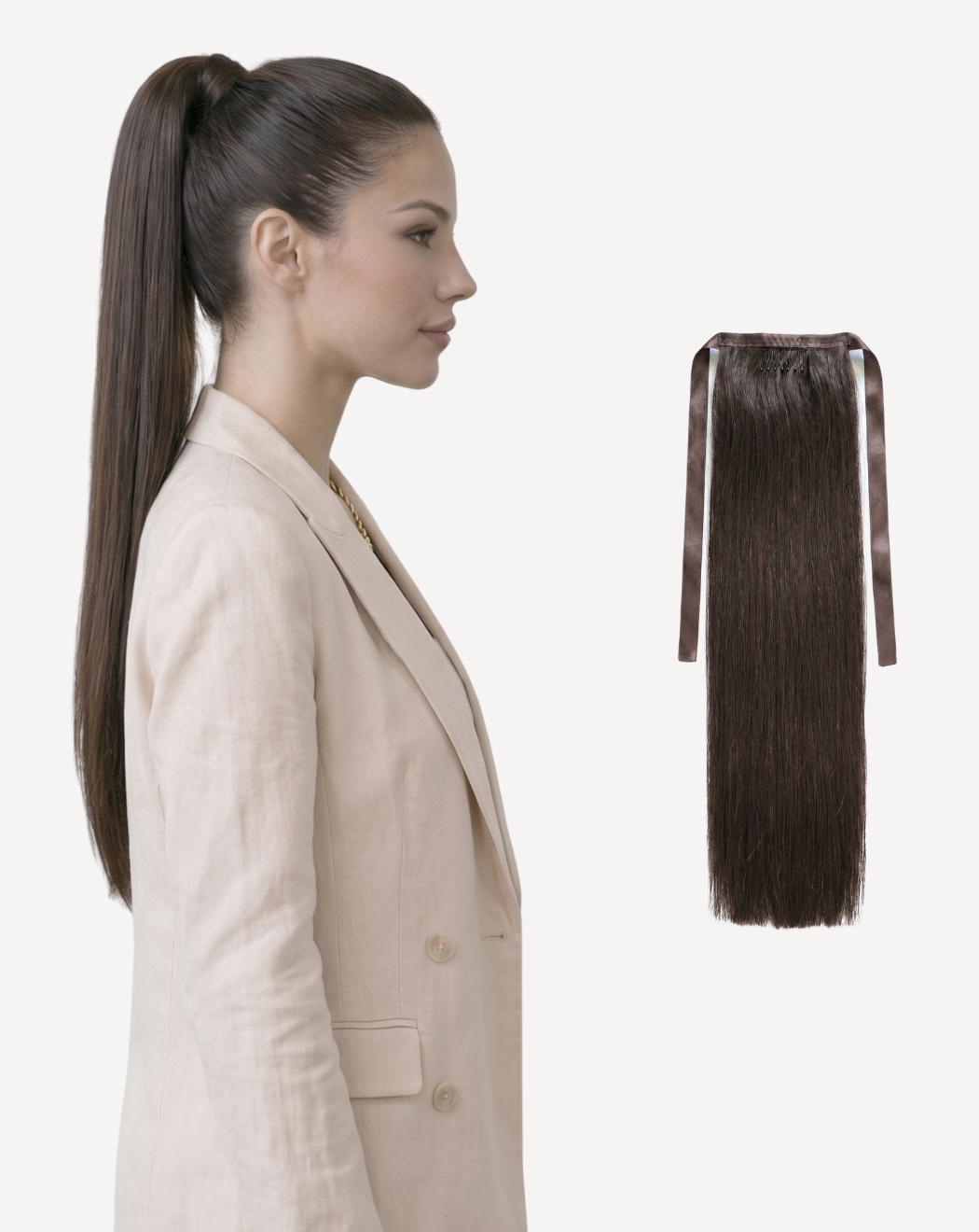 Extensii Coadă Volum Simplu - Șaten Închis Natural 3 | BuenoBia
