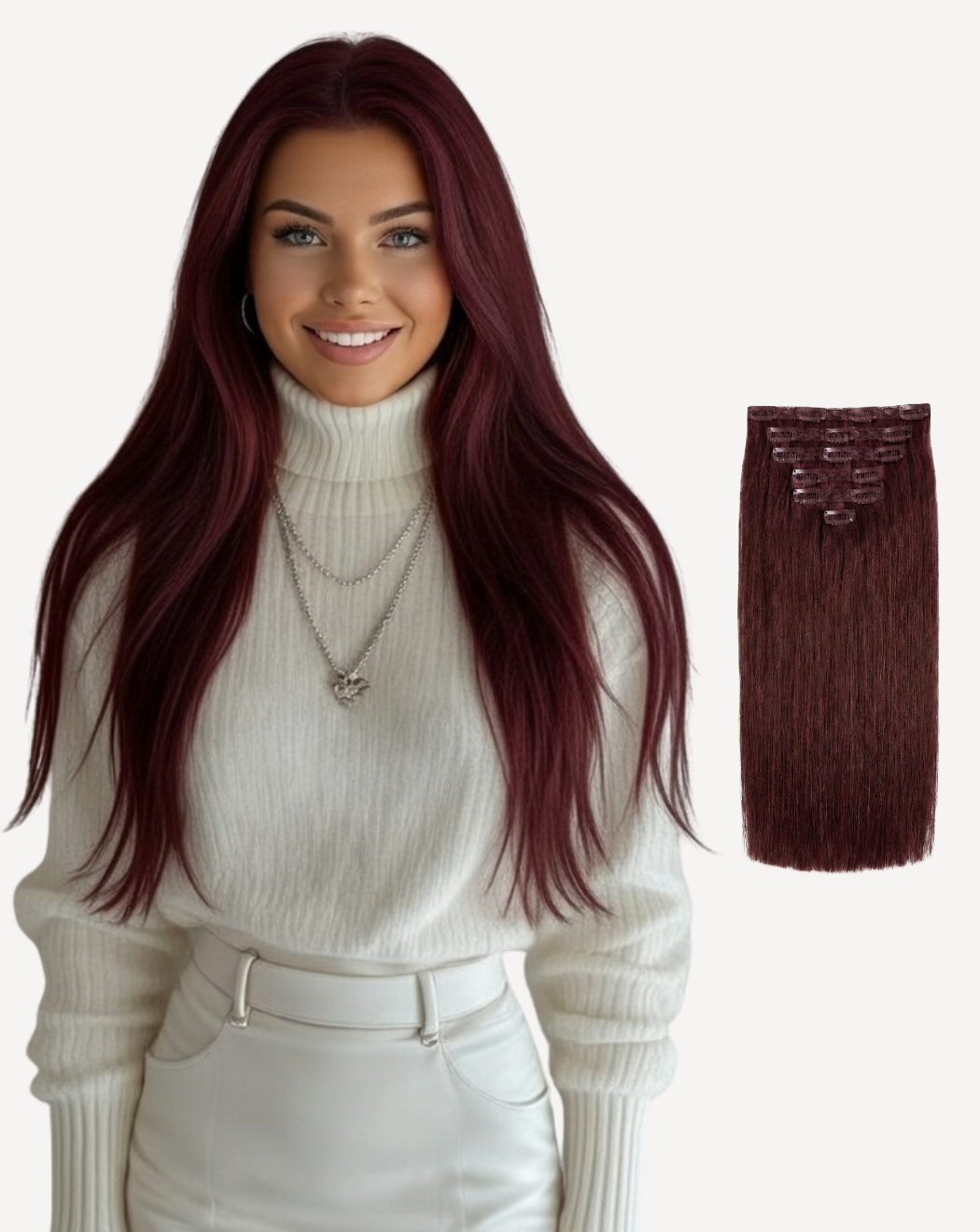 Extensii Clip-On Volum Mediu - Roșcat Vișiniu j99 | BuenoBia