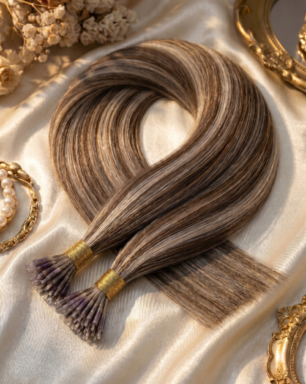 Extensii cu Nanoring din Păr Natural – Balayage 8-gray | BuenoBia