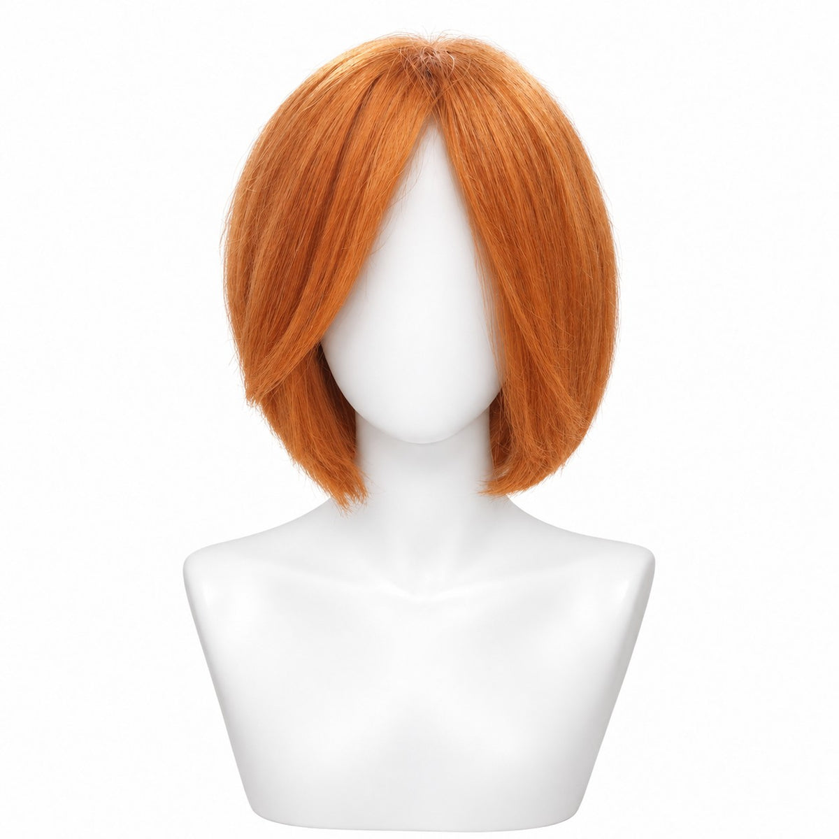Perucă Party Arămiu cu Cărare – păr natural, din față, pe manechin | BuenoBia