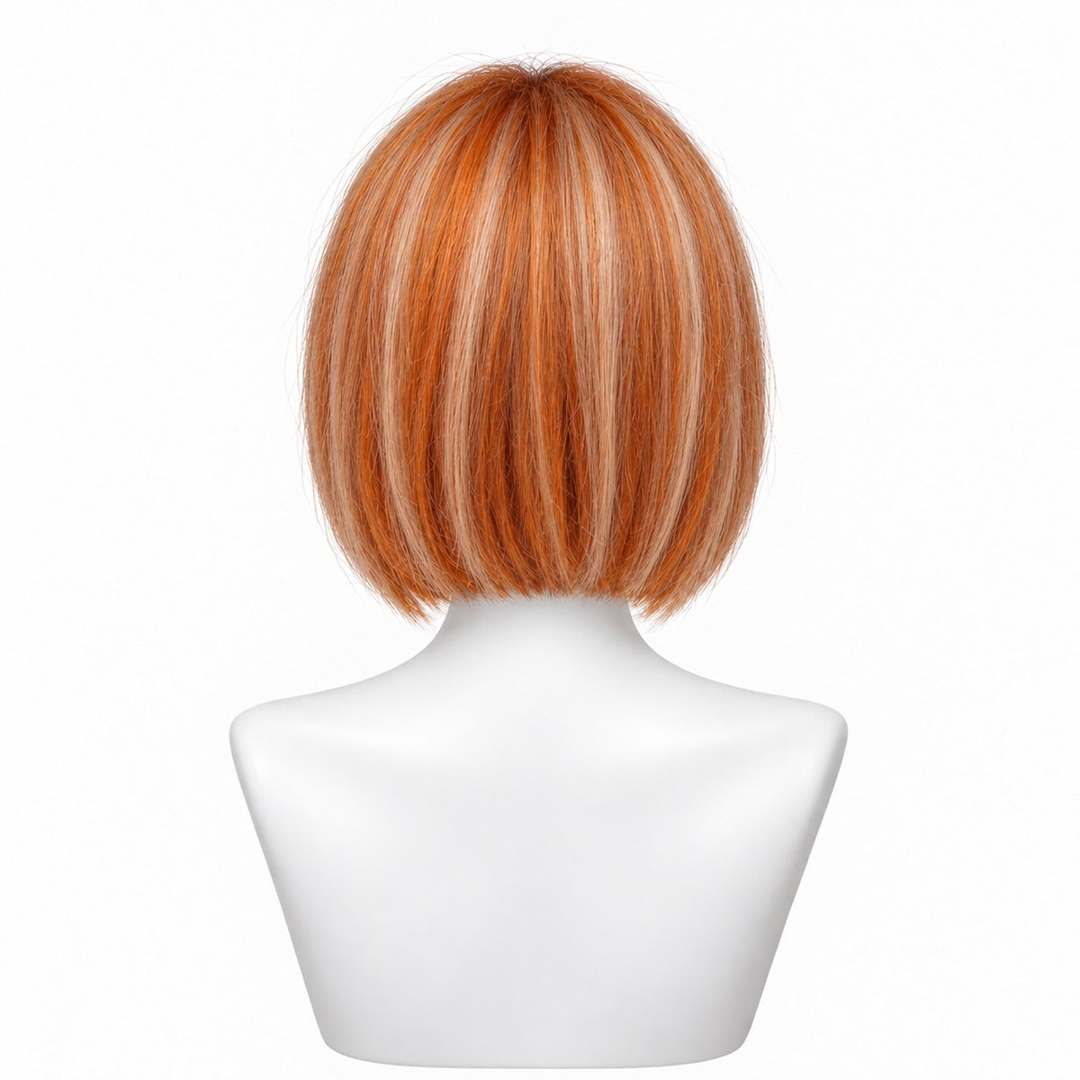 Perucă Party Arămiu cu Șuvițe Blonde – păr natural, din spate, pe manechin | BuenoBia
