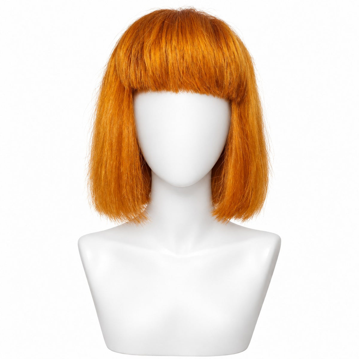 Perucă Party Arămiu Auriu – păr natural, din față, pe manechin | BuenoBia