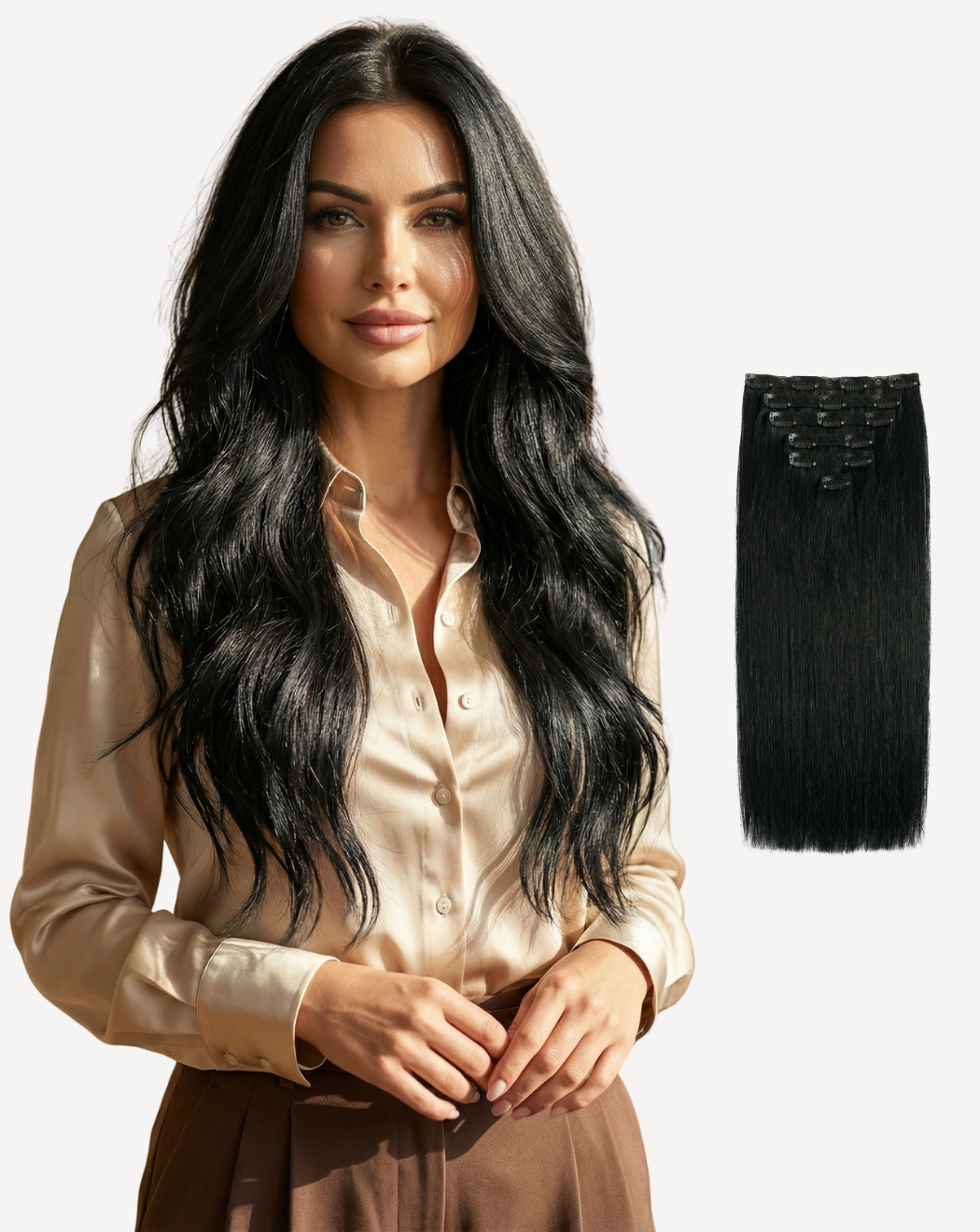 Extensii Clip-On Volum Mediu - Negru Intens | BuenoBia