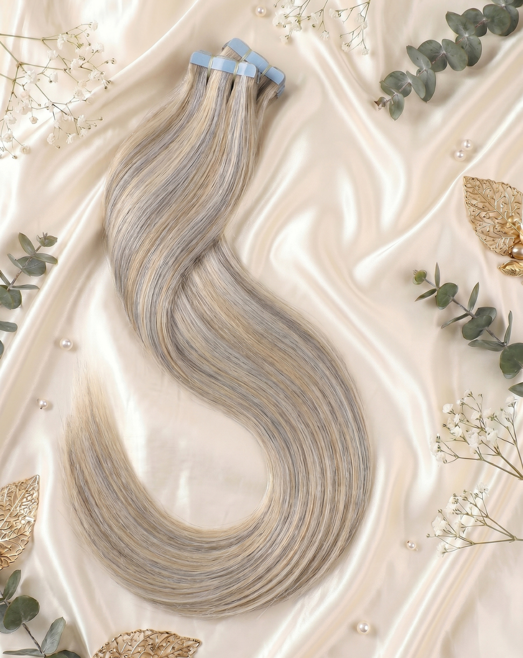 Extensii Tape-In din Păr Natural – Balayage 1001-gray | BuenoBia