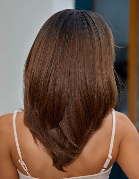Peruca Naturala MILDRED Ombre Negru Natural/Roscat Natural