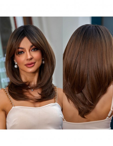 Peruca Naturala MILDRED Ombre Negru Natural/Roscat Natural
