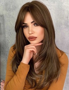 Peruca Naturala ANGELINE Castaniu Ciocolatiu Suvitat 2