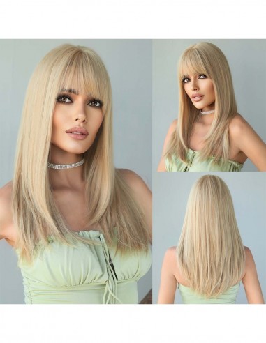 Peruca Naturala CAMILE  Balayage Saten Mediu/Blond Platinat