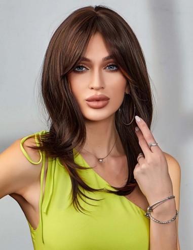 Peruca Naturala LINDA Castaniu Inchis