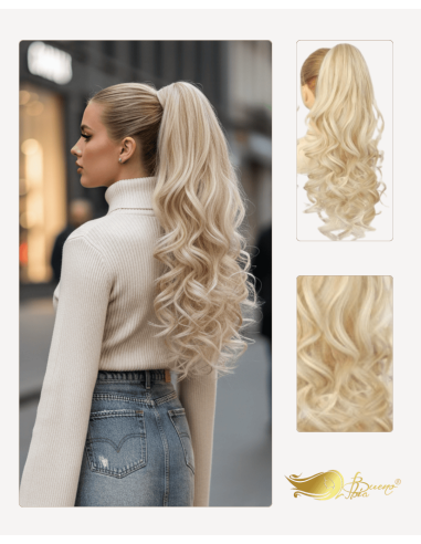 Coadă de păr Ondulată Blond Platinat...