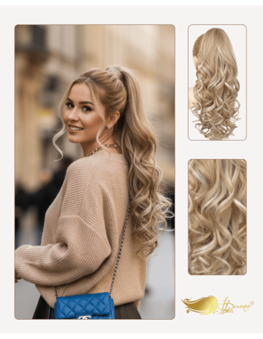 Coadă de păr Ondulată Blond Platinat...