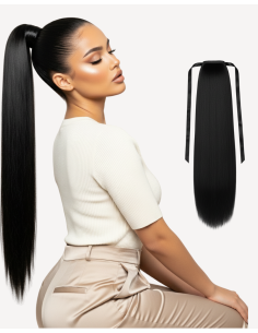 Coadă Păr Natural Negru...