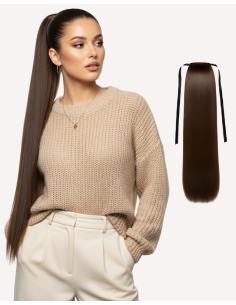 Coadă Păr Natural Castaniu...