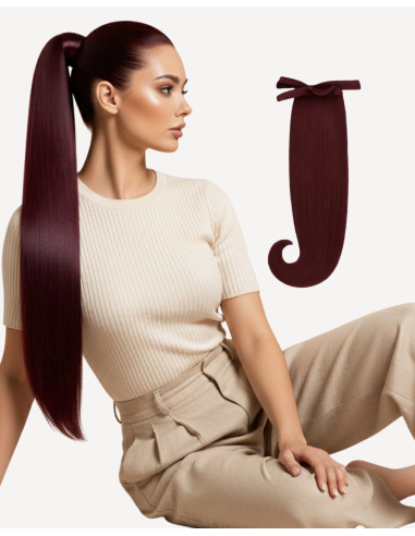 Coadă Păr Natural Mahon Rosu Inchis J99