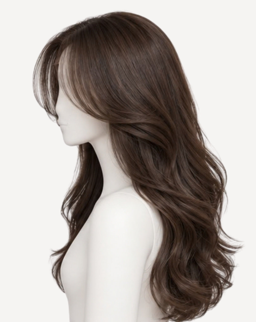 Perucă profesională Front Lace păr natural Șaten Ciocolată 75 cm BuenoBia
