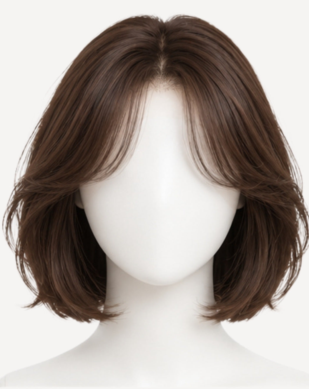 Perucă profesională Front Lace păr natural Șaten Castaniu 35 cm BuenoBia