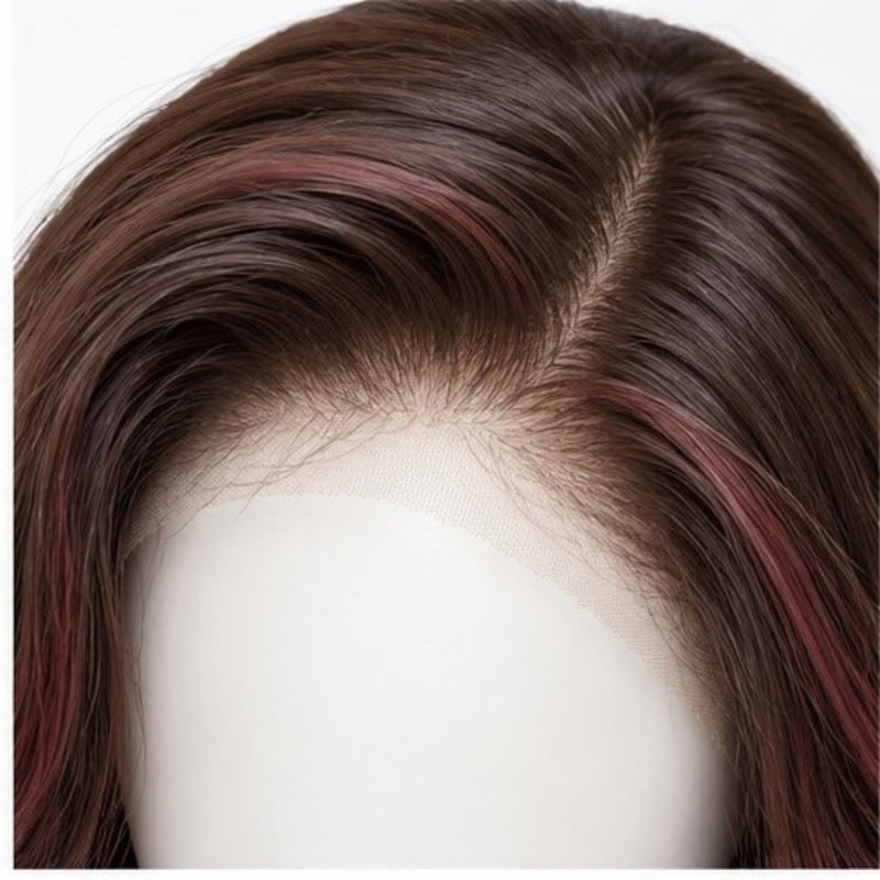 Detaliu Front Lace - Brunet cu Reflexe Vișinii 70 cm BuenoBia