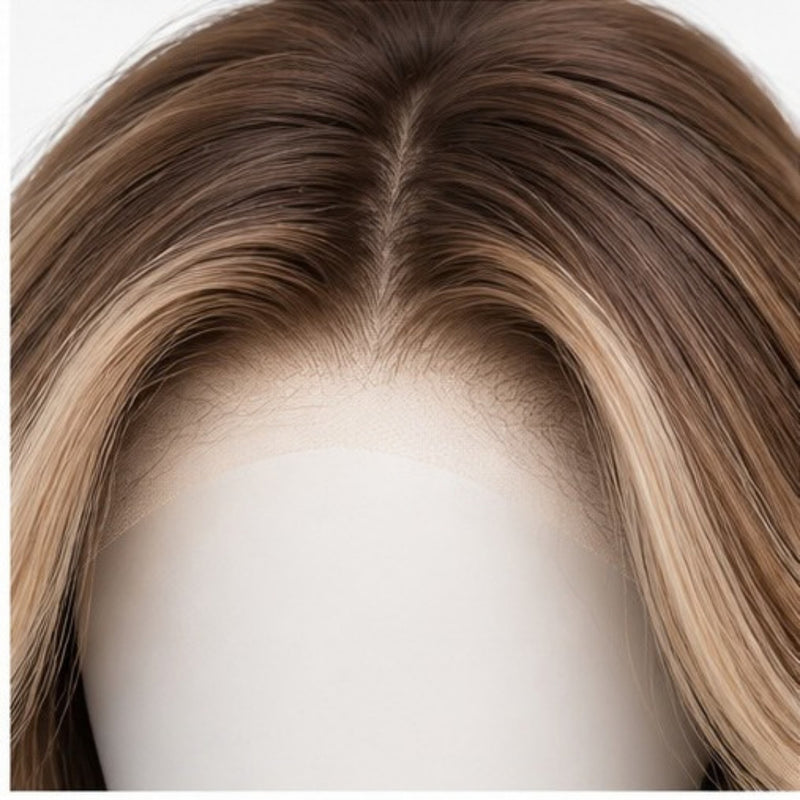 Detaliu Front Lace - Balayage Șaten cu Blond Auriu 70 cm BuenoBia