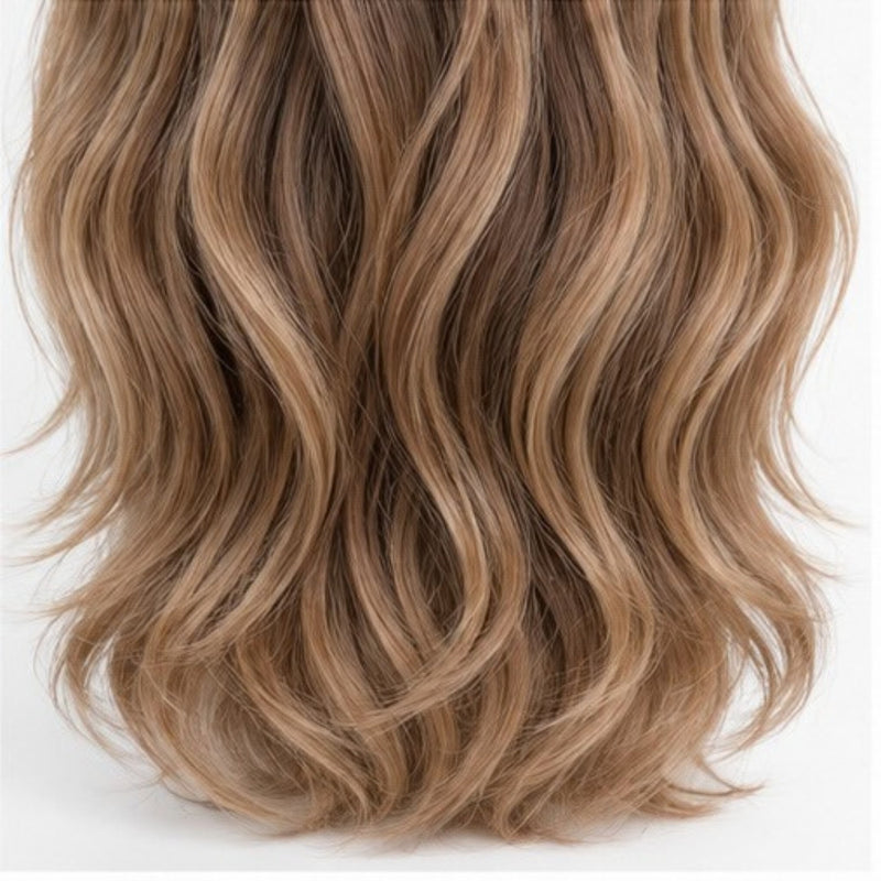 Detaliu spate - Balayage Șaten cu Blond Auriu 70 cm BuenoBia