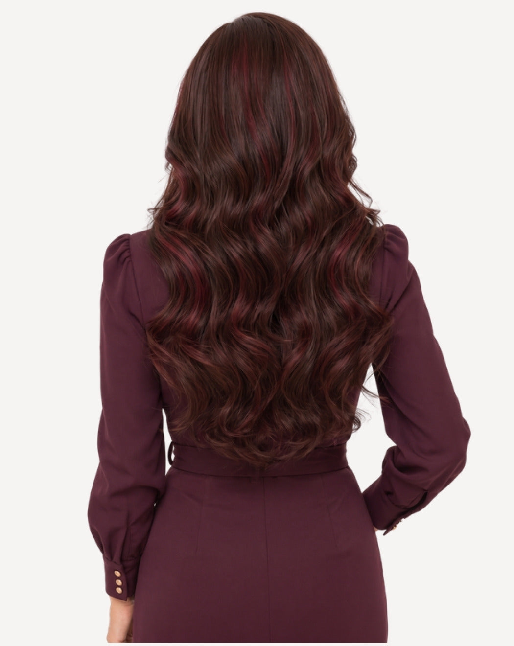 Brunet cu Reflexe Vișinii 70 cm - Perucă Front Lace BuenoBia