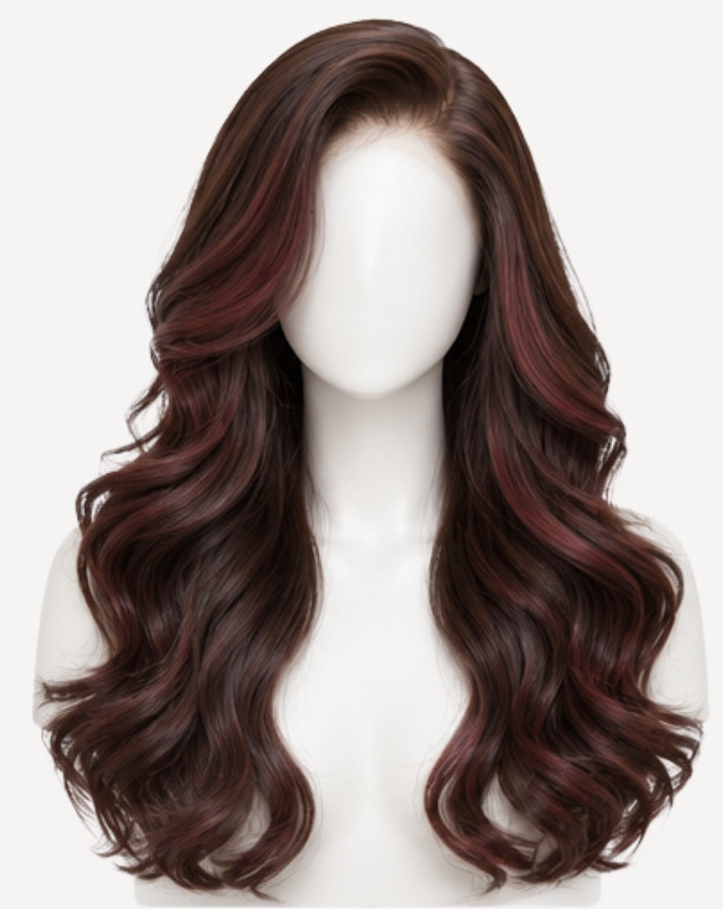 Brunet cu Reflexe Vișinii 70 cm - Perucă Front Lace BuenoBia